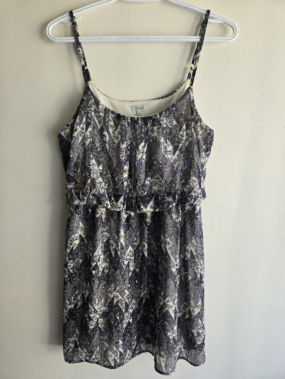 Kismet Black, White & Blue Printed Top